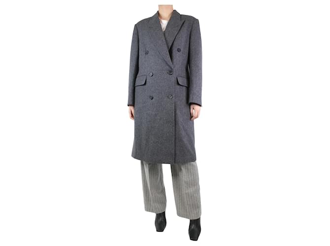 Autre Marque Abrigo gris de lana con botonadura forrada - talla UK 10  ref.1236075