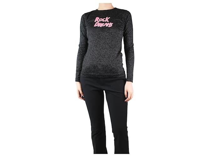 Bella Freud Black glitter graphic jumper - size S Wool  ref.1236077