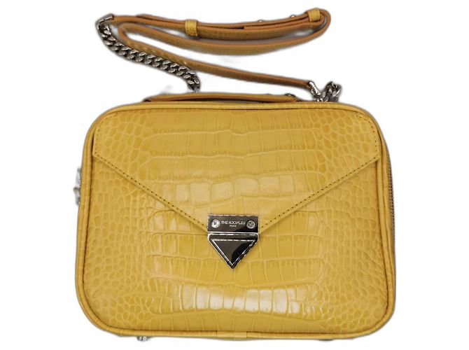 Bolso Barbara The Kooples de piel amarillo efecto cocodrilo Hardware de plata