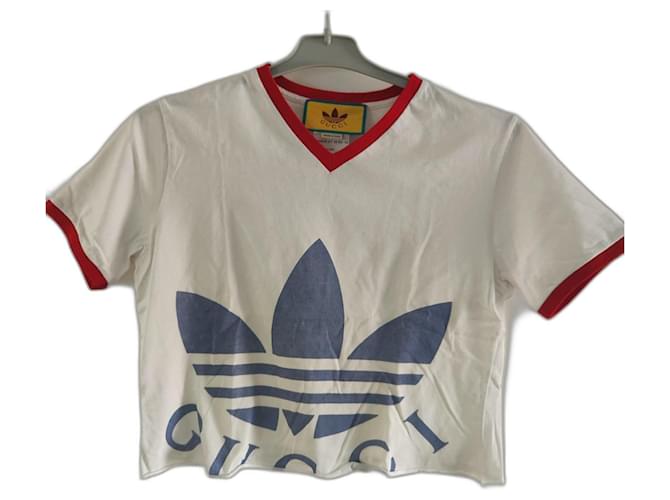 Autre Marque Kurzes T-Shirt von Gucci x adidas Weiß Baumwolle  ref.1236092