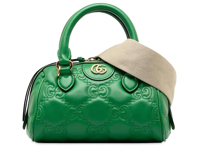 Bolso satchel Gucci Mini GG Matelasse Marmont verde Cuero Becerro  ref.1236119