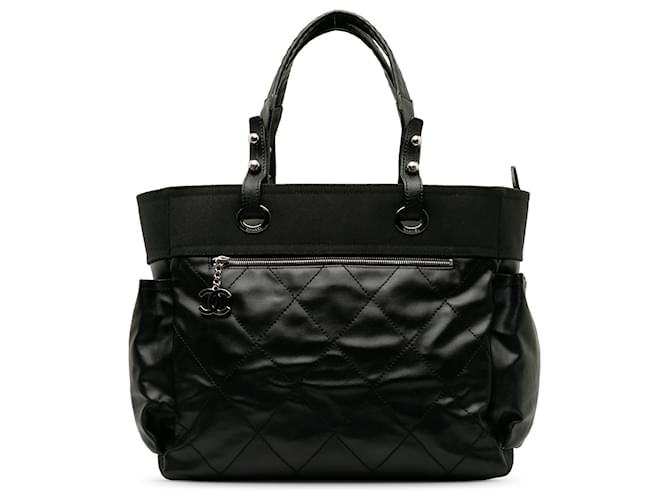 Schwarze große Paris-Biarritz-Tasche von Chanel Leinwand Tuch  ref.1236139