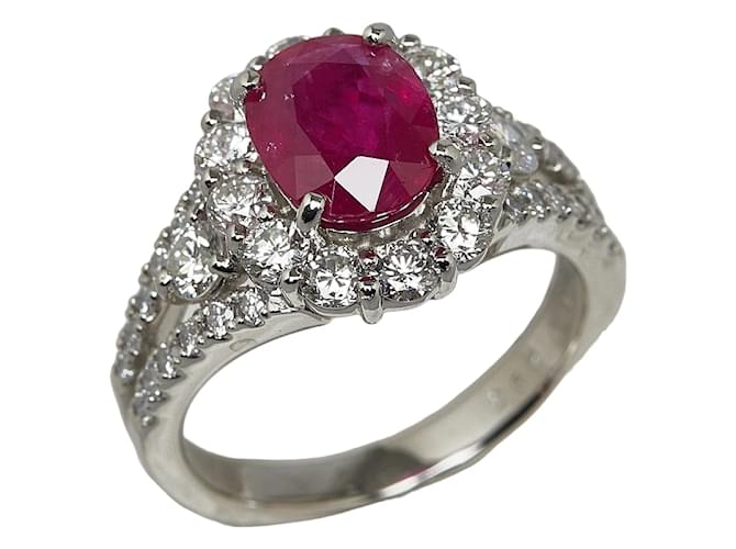 Autre Marque Platinum Ruby & Diamond Ring  ref.1236204