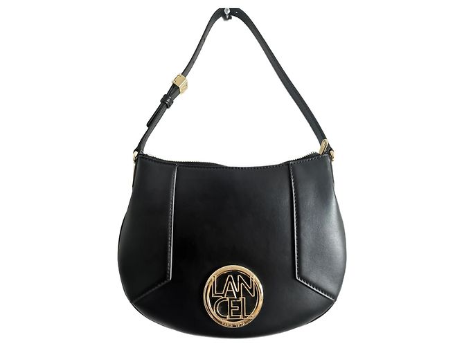 Sac hobo Lancel en cuir noir avec finitions dorées