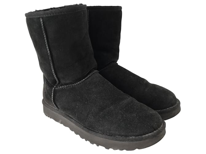 UGG Classic Short II boots in black sheepskin and suede  ref.1236256