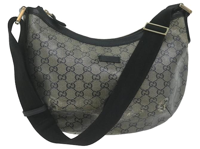 GUCCI GG Canvas Shoulder Bag Coated Canvas Silver Black Auth 65561 Silvery Cloth  ref.1236298