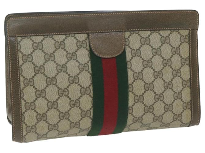 GUCCI GG Supreme Web Sherry Line Clutch Bag Beige Red 89 01 002 Auth ep3034  ref.1236315