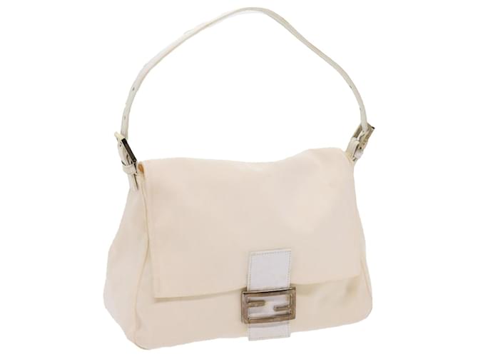 FENDI Mamma Baguette Shoulder Bag Nylon White Auth 64877  ref.1236414