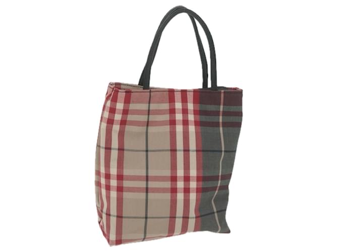 BURBERRY Nova Check Hand Bag Canvas Red Beige Auth bs11653 Cloth  ref.1236416
