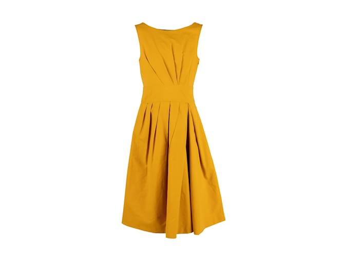 Moschino Pleated Midi Dress Yellow  ref.1236424