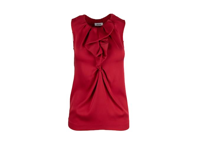 Moschino Top com decote em babado Vermelho  ref.1236425