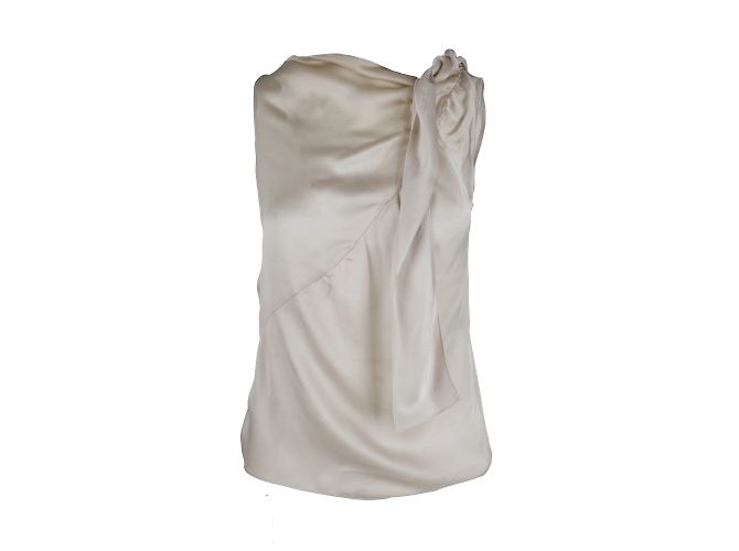 Moschino Top barato e chique com nó transparente Bege