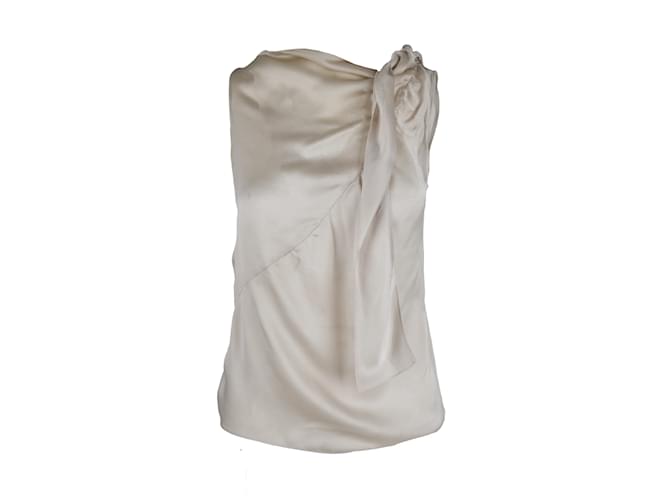 Moschino Cheap and Chic Sheer Tie-knot Top Beige Silk  ref.1236428