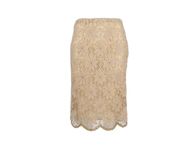 Moschino bestickter Spitzenrock Beige