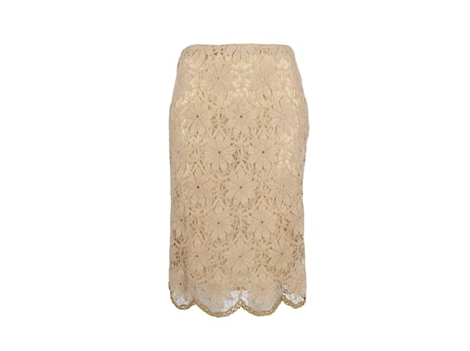 Moschino Embroidered Lace Skirt Beige  ref.1236435
