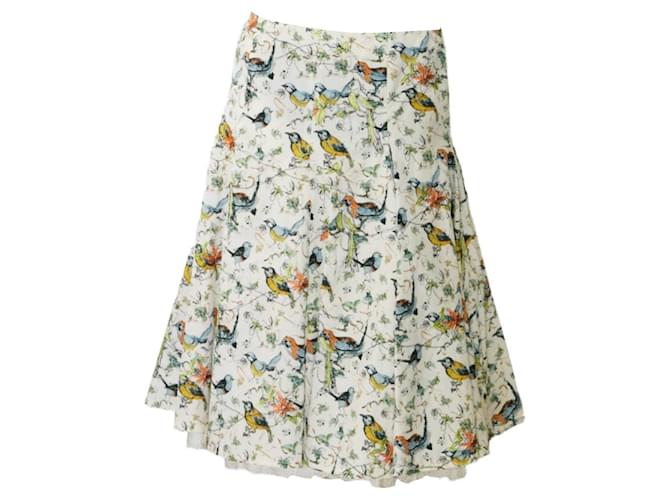 Rare Alexander McQueen Folk Skirt from SS 2005 "It's Only a Game" bird print 42 Multiple colors Cotton  ref.1236658