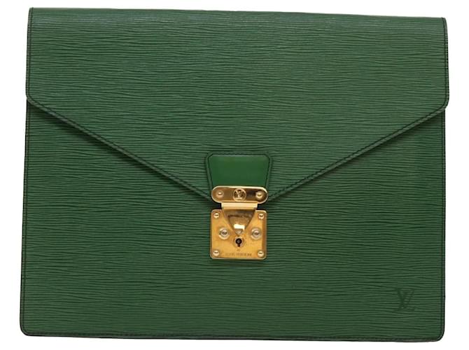 Louis Vuitton Porte document senateur Green Leather  ref.1236662