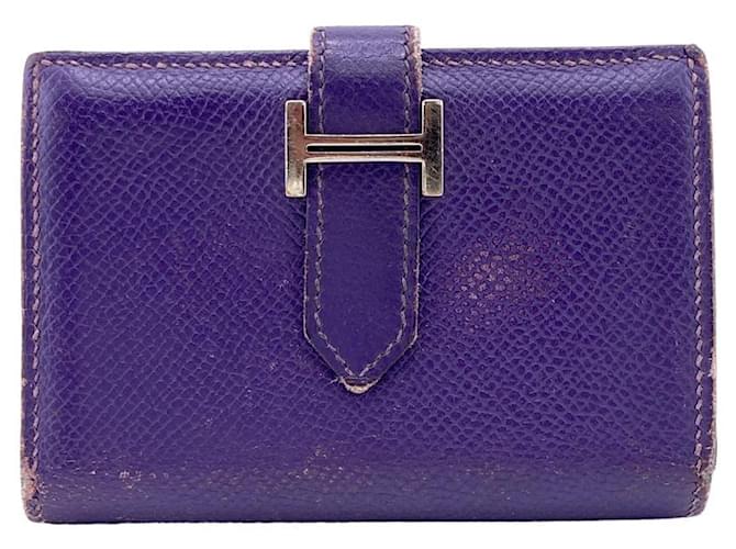 Béarn Hermès Bearn Purple Leather  ref.1236878