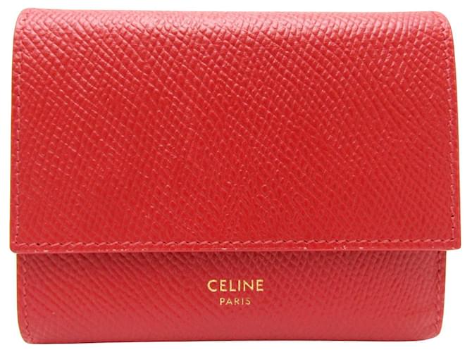 Céline Portefeuille Veau Red Leather  ref.1237046