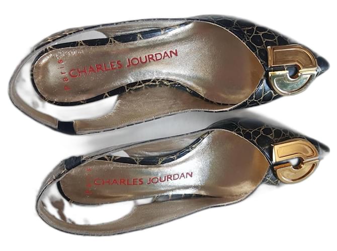 Charles Jourdan Heels Black Gold hardware Leather  ref.1237054