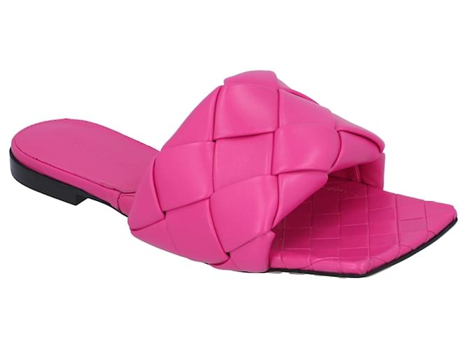 Bottega Veneta Flache Lido-Sandale Pink Leder  ref.1237141