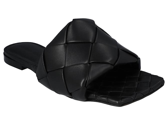 Bottega Veneta Lido Flat Sandal Black Leather  ref.1237151