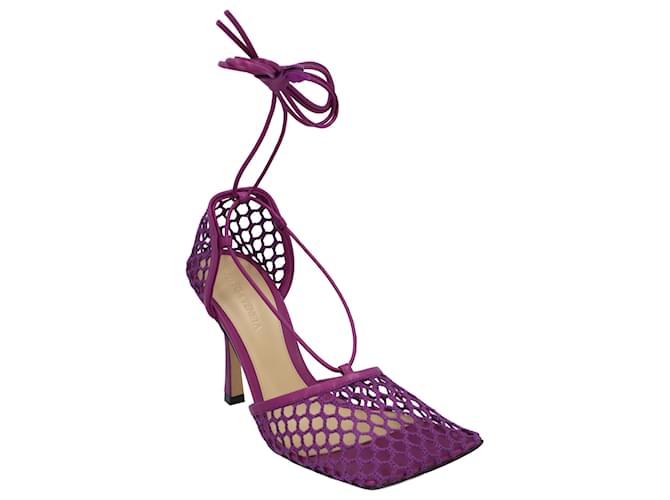 Bottega Veneta Stretch Lace-Up Sandal Purple Leather  ref.1237161