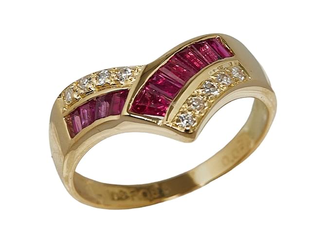 Autre Marque 18K-Ring mit Rubin und Diamant im V-Schliff  ref.1237254