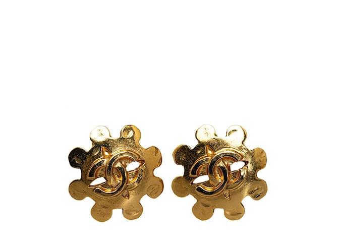 Chanel CC Flower Clip On Earrings Metal  ref.1237271