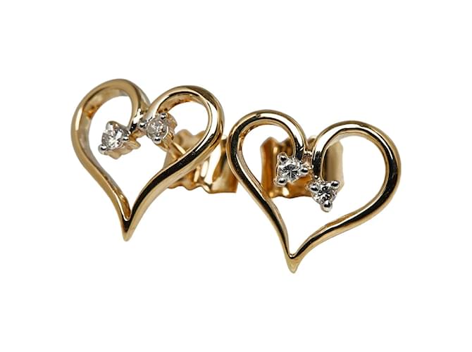 Autre Marque 18K Heart Diamond Stud Earrings  ref.1237283