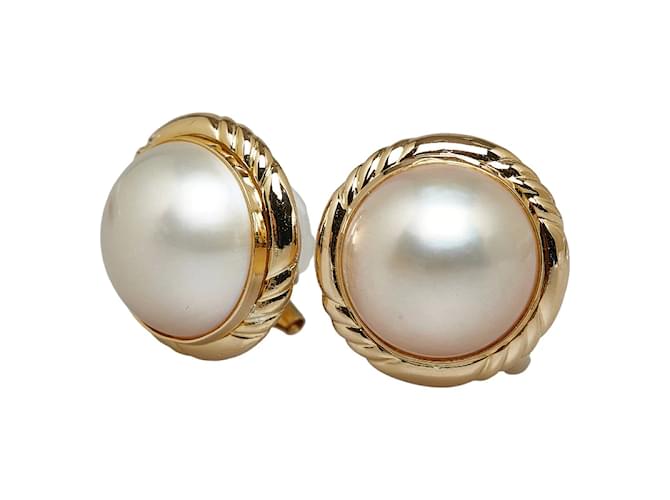 Autre Marque 18K Mabe Pearl Clip On Earrings Metal  ref.1237302