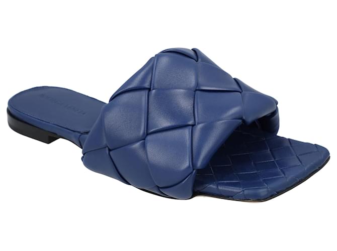 Bottega Veneta Lido Flat Sandal Blue Navy blue Leather  ref.1237336