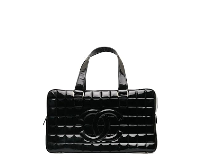 Chanel Square Quilt Patent Boston Bag Leather  ref.1237344