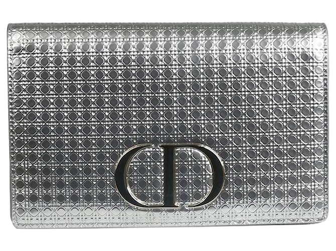 Christian Dior silver 30 Montaigne Pouch Cal belt bag Silvery Leather  ref.1237408