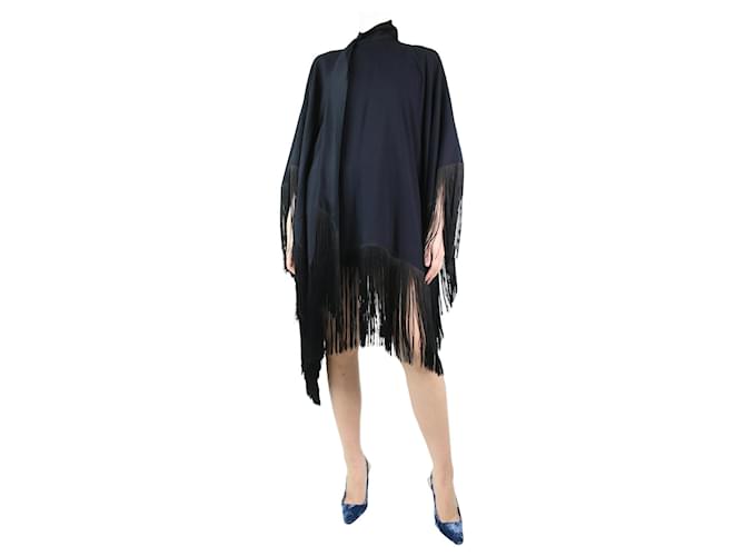 Autre Marque Black high-neck fringe dress - size One Size Acetate  ref.1237415
