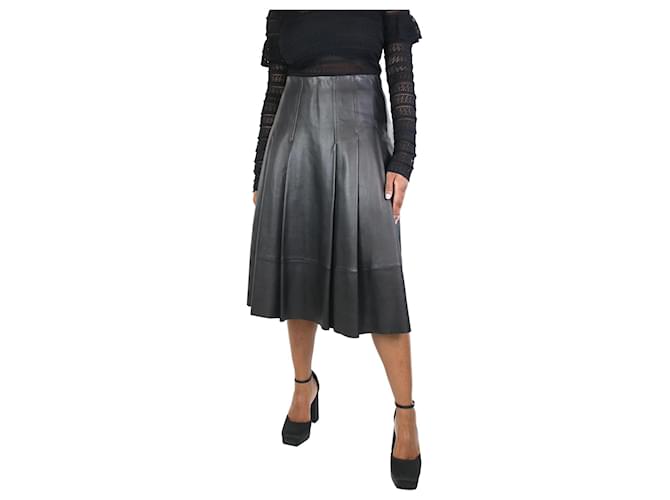 Sportmax Black leather pleated midi skirt - size UK 14  ref.1237421