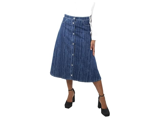 Marni Blue patterned A-line denim midi skirt - size Cotton  ref.1237422