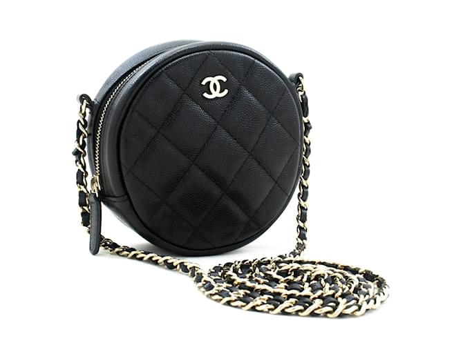 Chanel Caviar noir 2017 sac bandoulière à détails dorés Cuir  ref.1237424