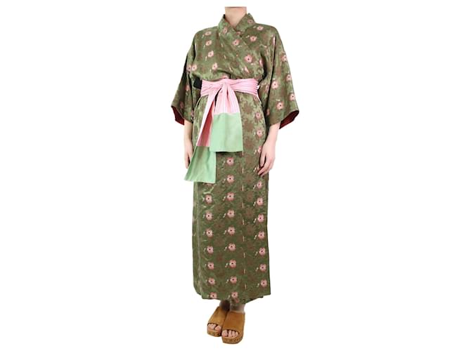 Autre Marque Kimono jacquard con cintura e stampa multi floreale - taglia unica Multicolore  ref.1237429