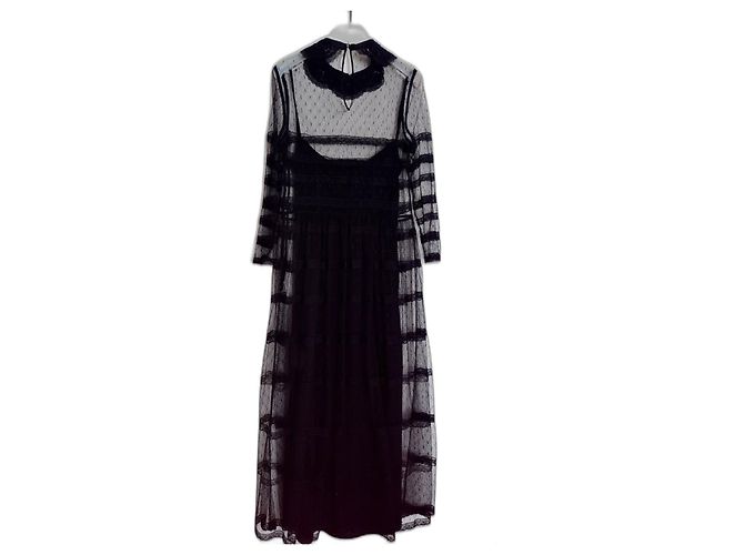Abito lungo in pizzo nero Red Valentino