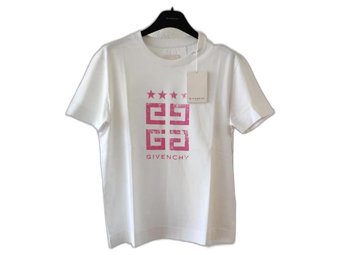 T-shirt GIVENCHY 4G MANCHES COURTES Coton Blanc  ref.1237459