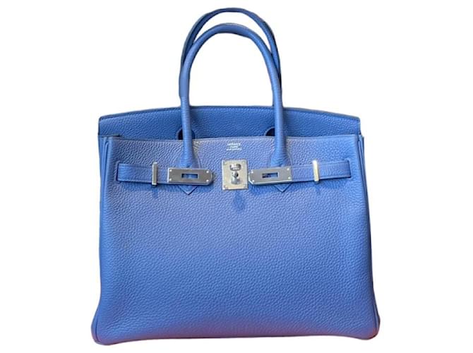 Hermès Birkin 30cm Azul Couro  ref.1237691