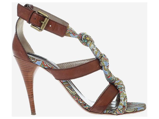Sandali Etro in pelle e tessuto Marrone Multicolore