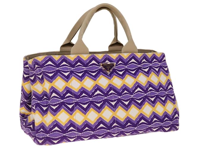 PRADA Canapa GM Tote Bag Canvas Purple Yellow BN1872 Auth yk10264 Cloth  ref.1237729