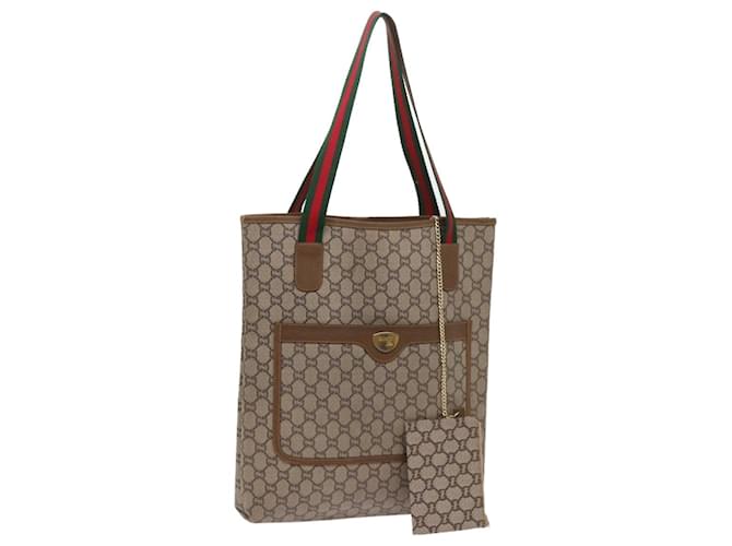 GUCCI GG Plus Supreme Web Sherry Line Tote Bag Beige Red Green Auth ep2938 Cloth  ref.1237761