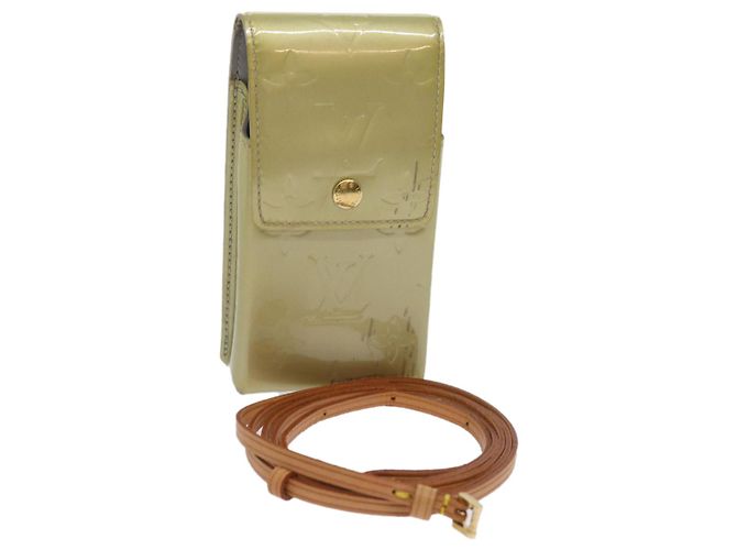 LOUIS VUITTON Monogram Vernis Green Cigarette Case Gris M91050 LV Auth ti1516 Grey
