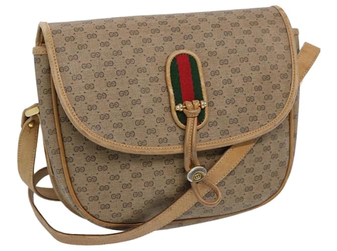 GUCCI Micro GG Supreme Web Sherry Line Shoulder Bag PVC Beige Red Auth ep3076  ref.1237766