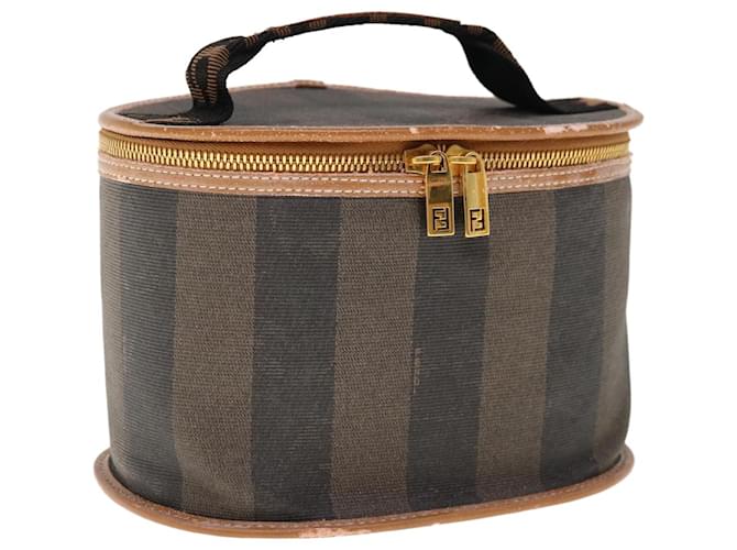 Pequin FENDI Pecan Canvas Vanity Cosmetic Pouch Black Brown Auth bs11794  ref.1237781