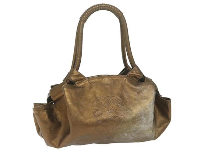 LOEWE Hand Bag Leather Gold Tone Auth bs11773  ref.1237813