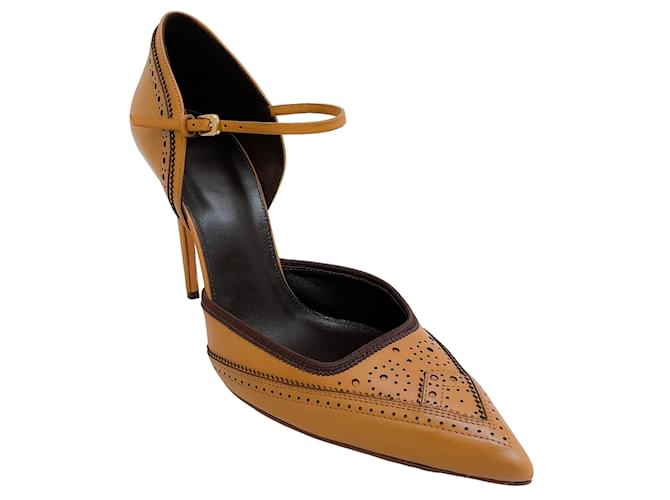 Zapatos de tacón Oxford Millie de cuero color caramelo de Alexandre Birman Castaño  ref.1237904